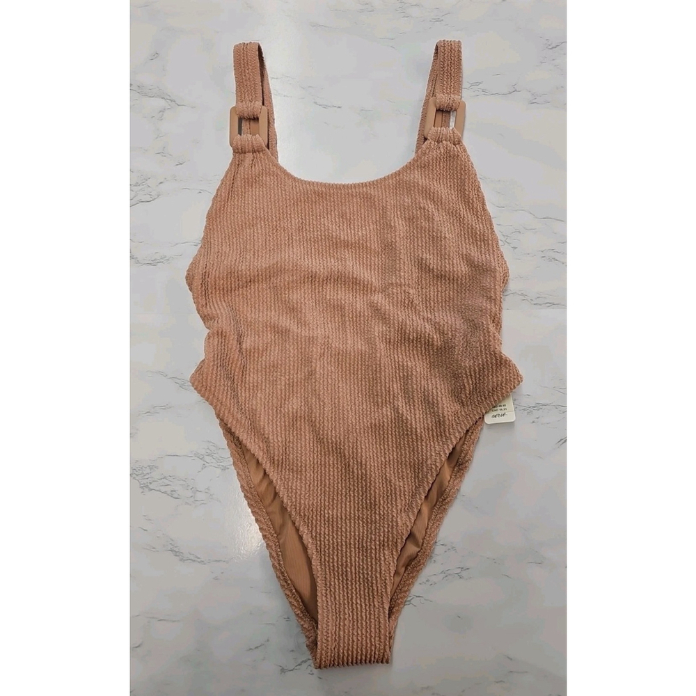 Aerie Shimmery Crinkle Scoop One Piece Swimsuit Small New